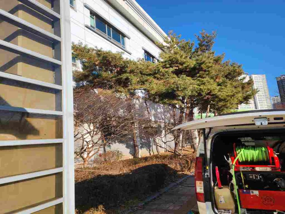 고양 건물 외부 고압세척 작업